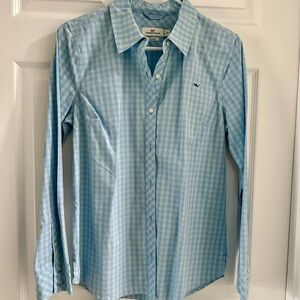 Vineyard Vines Women Blue and Aqua Classic fit Button-down Shirt